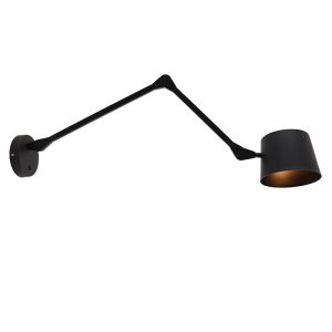 Modern vägglampa svart, Rinke, med brytare
