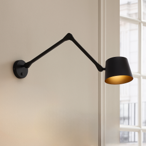 Modern vägglampa svart, Rinke, med brytare