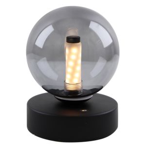 Modern uppladdningsbar bordslampa svart, Theo, 2W, 3000K LED, IP44, 3 stegs dimmer