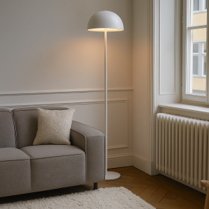 Retro golvlampa vit, Douwe, 4W, dim to warm LED, med beröringsdimmer