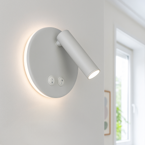 Modern vägglampa vit, Robbie, 10W, 4000K LED, med brytare
