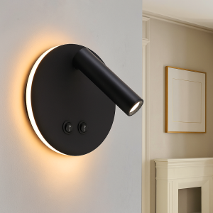 Modern vägglampa svart, Robbie, 10W, 4000K LED, med brytare