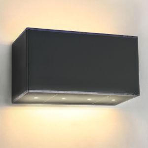 Svart utomhus vägglampa solcell plast, Sunaina, 1W, 3000K LED, IP65