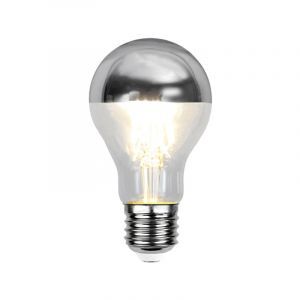Dimbar E27 toppförspeglad glödlampa LED Malik, silver, A60, 4,8W, 2700K, IP44