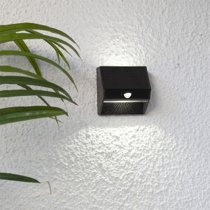 Plast utomhus vägglampa solcell svart, Amier, 0,06W, 5000K LED, IP44