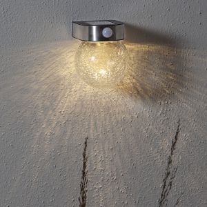 Glas utomhus vägglampa solcell transparent, Amke, 0,25W, 3000K LED, IP44