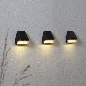 3-pack solcellsvägglampor Ammar, svart, med skymningssensor