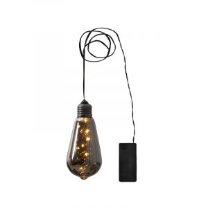 Rökglas Edison lampa, på batteri
