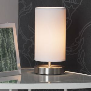 Tyg bordslampa vit, Merinde, med brytare