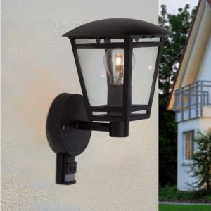 Modern utomhus vägglampa med rörelsesensor svart, Jedidjah, IP44