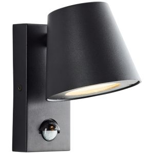 Metall utomhus vägglampa med rörelsesensor svart, Wies, IP44