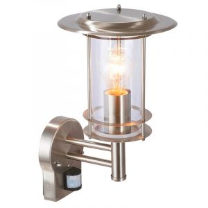Metall utomhus vägglampa med rörelsesensor krom, Shamayra, IP44