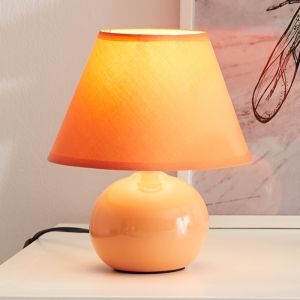 Keramik bordslampa orange, Pilar, med brytare