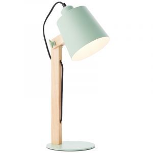 Trä bordslampa grön, Dorina, med brytare