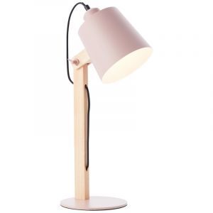 Trä bordslampa rosa, Dorina, med brytare