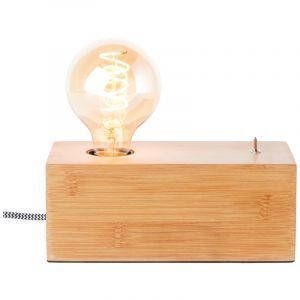 Trä bordslampa brun, Jacobine, med brytare