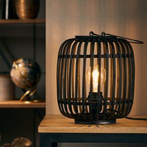 Trä bordslampa svart, Brain