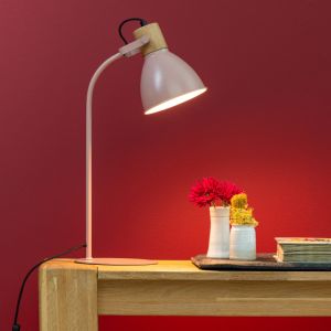 Rustik bordslampa rosa, Thalina, med brytare