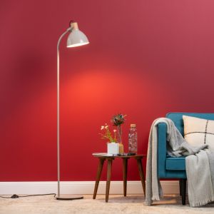 Rustik golvlampa taupe, Thalina, med brytare