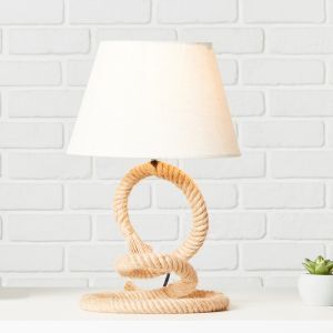 Rustik bordslampa vit, Boyke, med brytare
