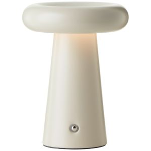 Modern uppladdningsbar utomhusbordslampa beige, Stig, 3W, 3000K LED, IP44, 3 stegs dimmer