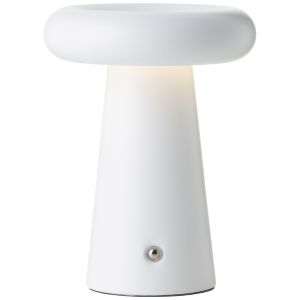 Modern uppladdningsbar utomhusbordslampa vit, Stig, 3W, 3000K LED, IP44, 3 stegs dimmer