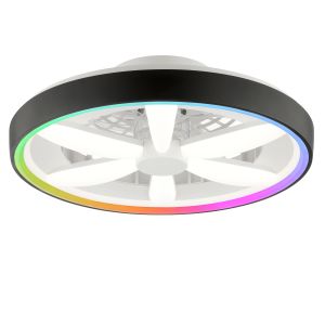 Plast takfläkt svart, Roos, 48W, RGBW LED, met fjärrkontroll