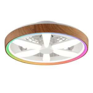 Plast takfläkt trä, Roos, 48W, RGBW LED, met fjärrkontroll