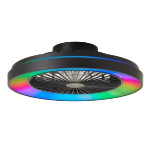 Modern takfläkt svart, Yasir, 40W, RGBW LED, met fjärrkontroll