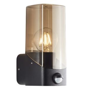 Modern utomhus vägglampa med rörelsesensor grå, Klasina, IP44