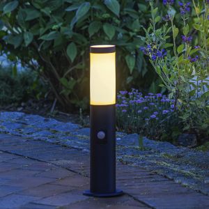 Metall golvlampa utomhus med rörelsesensor svart, Meis, IP44