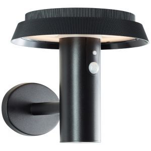 Metall utomhus vägglampa solcell svart, Ridvan, 4W, 3000K LED, IP44