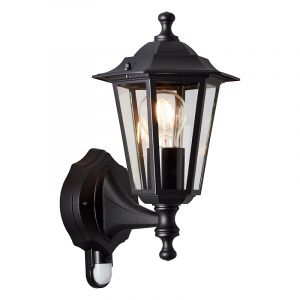 Klassisk utomhus vägglampa med rörelsesensor svart, Rayn, IP44