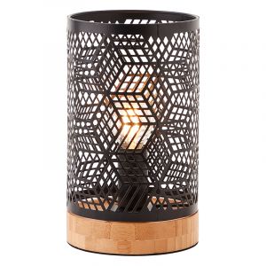 Trä bordslampa svart, Sherona, med brytare