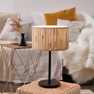 Rustik bordslampa beige, Wenda, med brytare