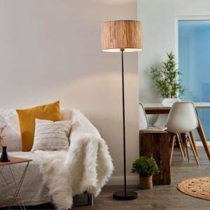 Rustik golvlampa beige, Wenda, med brytare