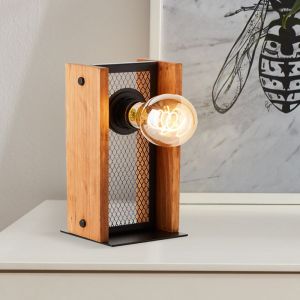 Trä bordslampa brun, Rasha, med brytare