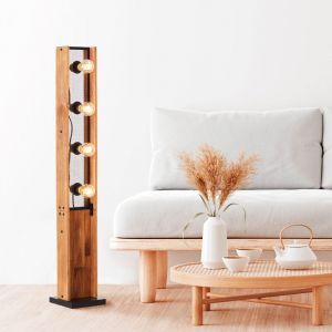 Trä golvlampa brun, Rasha, med brytare