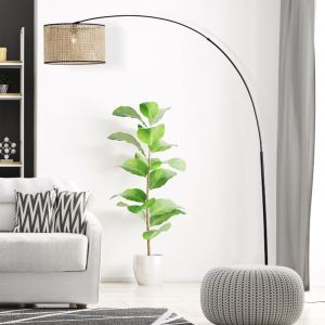 Rustik golvlampa beige, Emmelie, med brytare