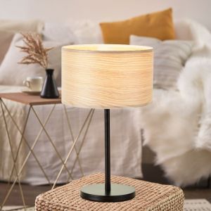Trä bordslampa beige, Enna, med brytare