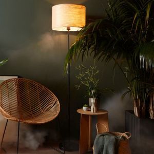 Trä golvlampa beige, Enna, med brytare