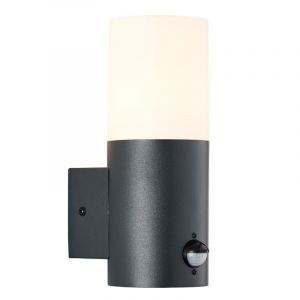 Modern utomhus vägglampa med rörelsesensor antracit, Quenten, IP44