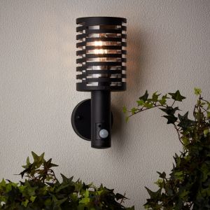 Modern utomhus vägglampa med rörelsesensor svart, Veysel, IP44