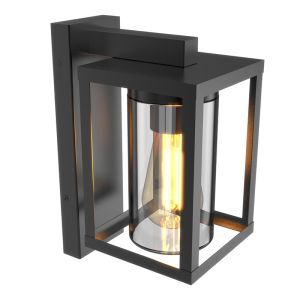 Svart utomhus vägglampa med skymningssensor aluminium, Lugco, IP44