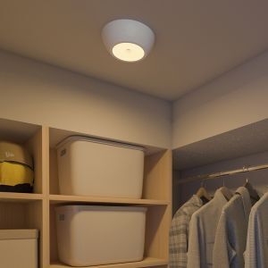 Vit taklampa med sensor plast, Ravza, 2,3W, 3000K LED, IP44