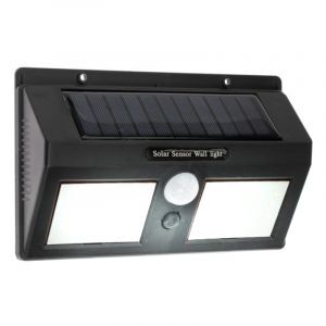 Svart utomhus vägglampa solcell plast, Albert, 8W, 6000K LED, IP65