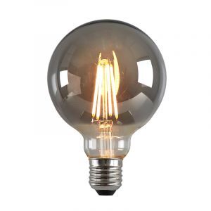Dimbar Olucia E27 LED lampa, G95, 5w, rökglas, 2200k