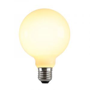 Dimbar Olucia E27 LED lampa, G95, 5w, Vitt glas, 2700k
