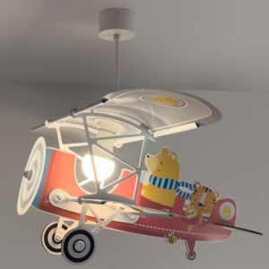 Röd fönsterlampa barn plast, Teddy plane