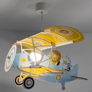 Blå fönsterlampa barn plast, Lion plane